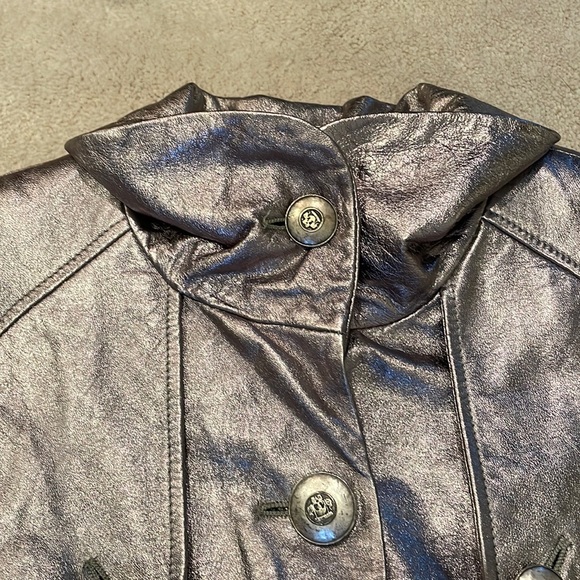 SILVER LEATHER JACKET,Jones New York, PS - Picture 4 of 10
